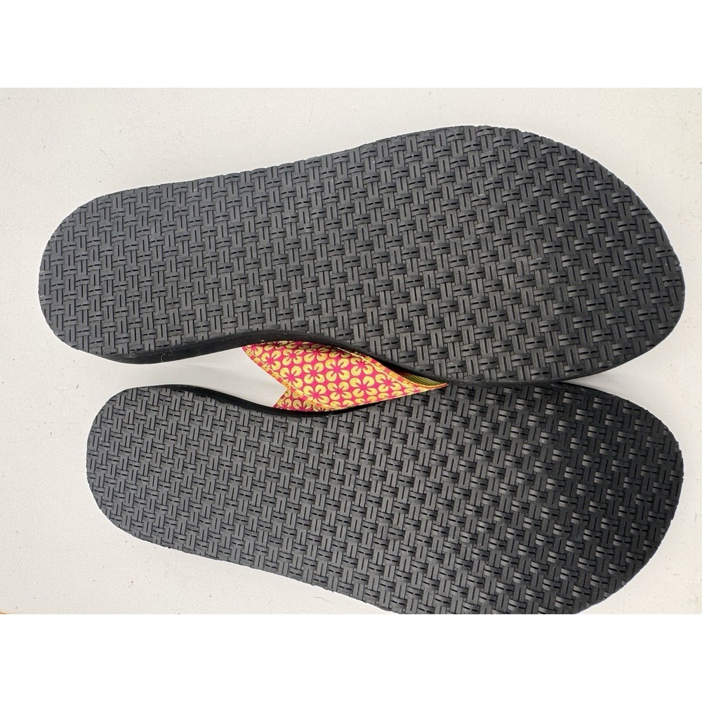 Cole Haan Womens Green/Pink Geometric Logo Flip Flops Sandals Size 6 Cloth Wedge - Picture 3 of 4